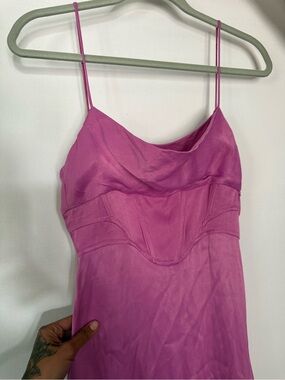 Fuchsia Slip Cowl Neck Spaghetti Strap Dress